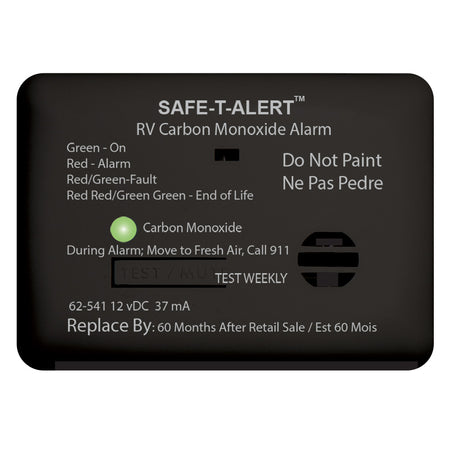 Safe-T-Alert 62 Series Carbon Monoxide Alarm - 12V - RV Surface Mount - Black 62-541-BL — Quality Boat Parts