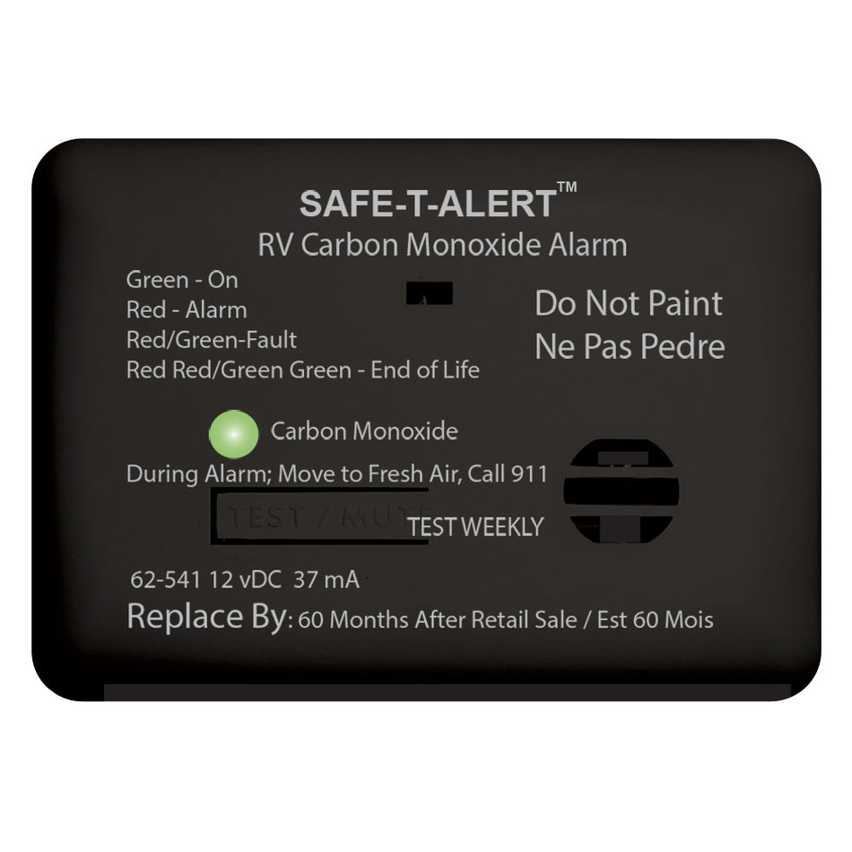 Safe-T-Alert 62 Series Carbon Monoxide Alarm - 12V - RV Surface Mount - Black 62-541-BL — Quality Boat Parts