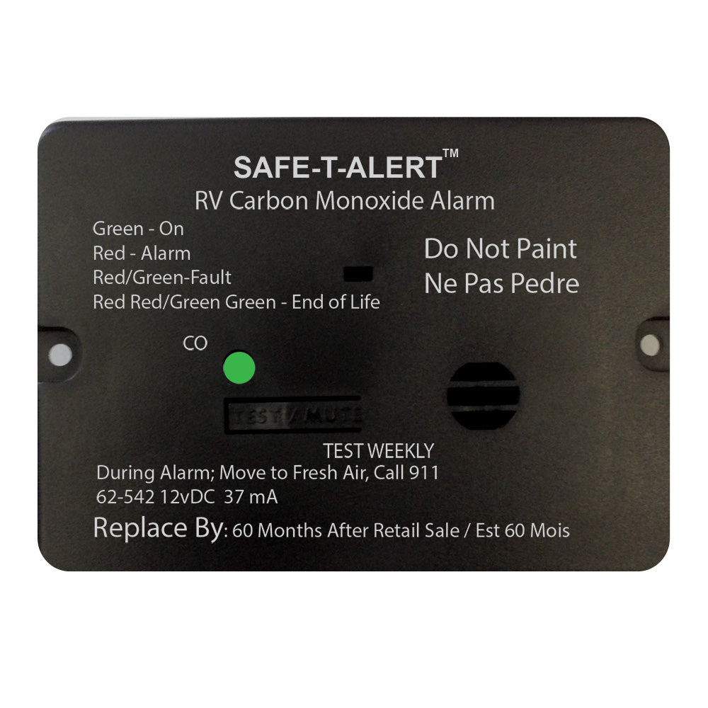Safe-T-Alert 62 Series Carbon Monoxide Alarm - 12V - RV Flush Mount - Black 62-542-BL — Quality Boat Parts