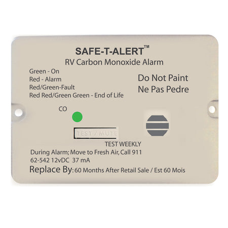 Safe-T-Alert 62 Series Carbon Monoxide Alarm - 12V - RV Flush Mount - White 62-542-WT — Quality Boat Parts