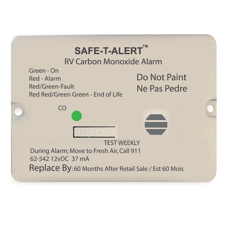 Safe-T-Alert 62 Series Carbon Monoxide Alarm - 12V - RV Flush Mount - White 62-542-WT — Quality Boat Parts