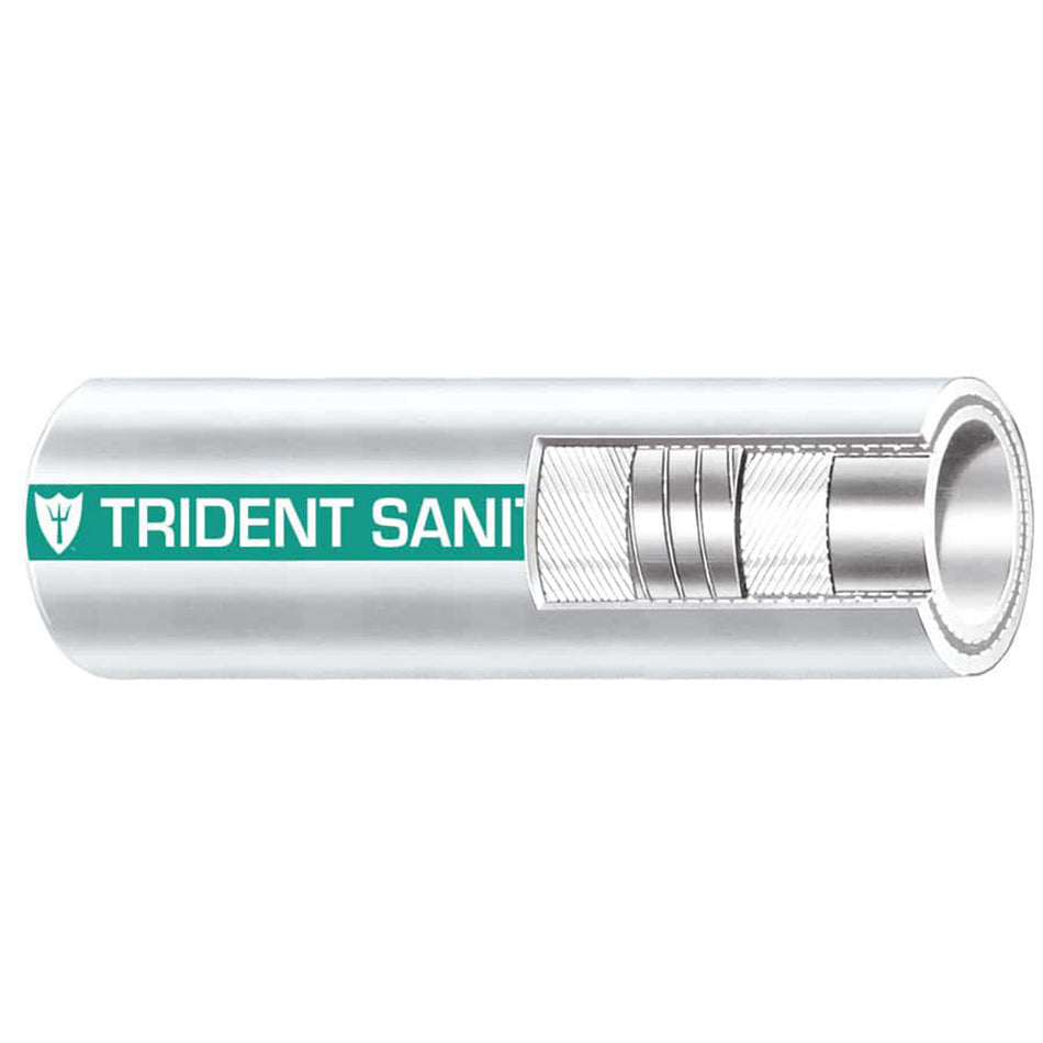 Trident Marine 1-1/2" Premium Marine Sanitation Hose - White with Green Stripe - Sold by the Foot 102-1126-FT — Quality Boat Parts