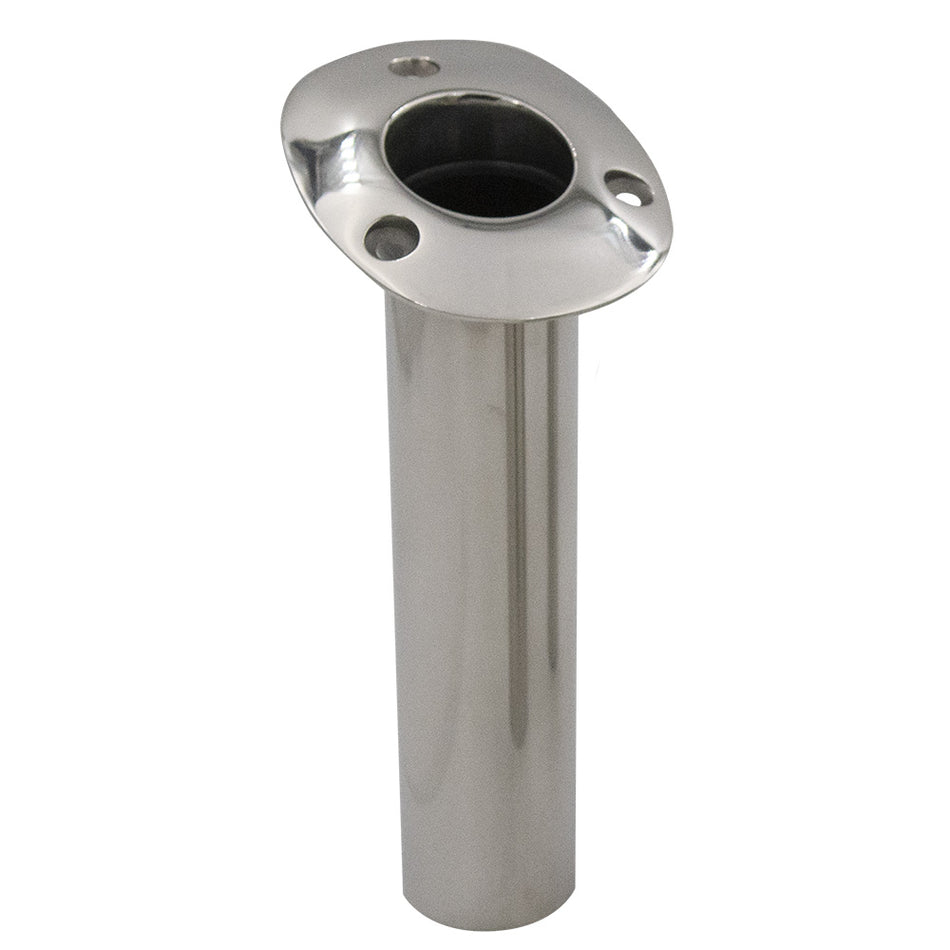 C.E. Smith 70 Series Standard Flush Mount Rod Holder - 15 Degree - Stainless Steel - Gimbal Bar Bottom - Black Liner 536710 — Quality Boat Parts