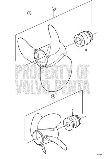 Volvo Penta A3 Rear Aluminium Four Blade Right Hand Rotation Duoprop Diesel (854786) — Quality Boat Parts