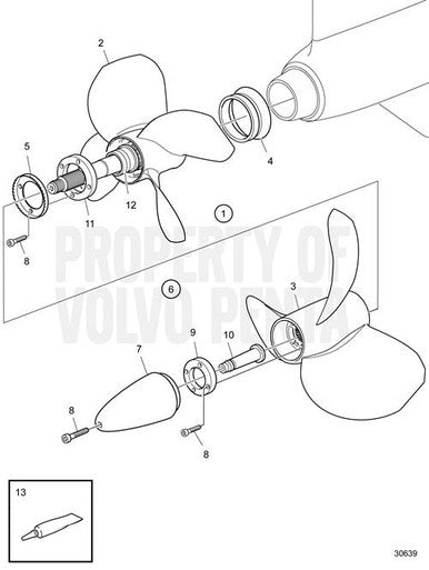 Volvo Penta T4 Rear Nibral Four Blade Aluminum Duoprop (23442994) — Quality Boat Parts