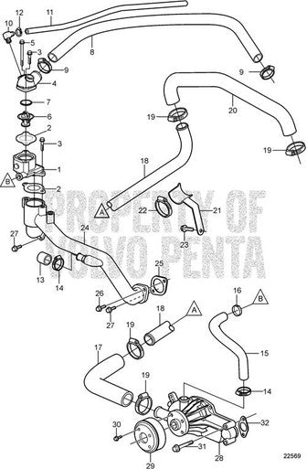 Volvo Penta Hose(V2) - Volvo Penta (3860957) — Quality Boat Parts