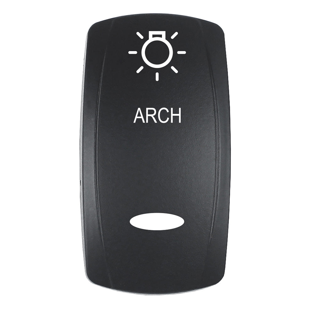 Pacer Actuator - 'ARCH' f/V Series Contura Switches - Black - Laser Etched (Top/Bottom Light) EV2LE-ARCH — Quality Boat Parts