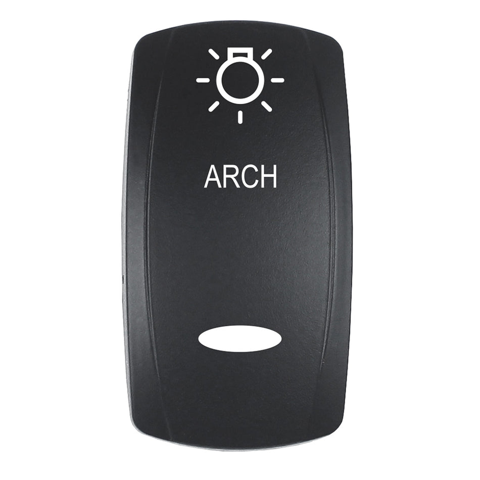 Pacer Actuator - 'ARCH' f/V Series Contura Switches - Black - Laser Etched (Top/Bottom Light) EV2LE-ARCH — Quality Boat Parts