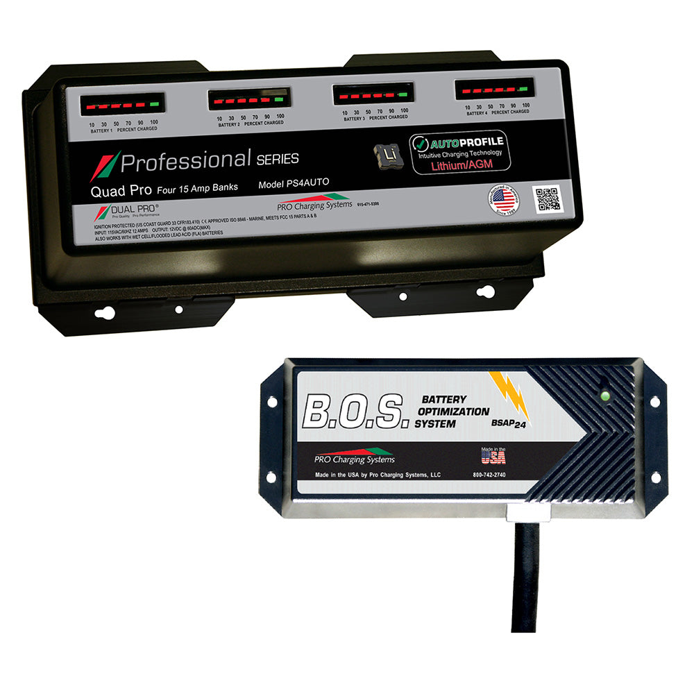 Dual Pro PS4 Auto 4 Bank Battery Charger w/ 2 Bank B.O.S. PS4AUTO/BOS12V2 — Quality Boat Parts