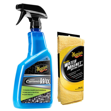 Meguiar's Hybrid Ceramic Wax w/Water Magnet Microfiber Drying Towel - 22" x 30" G190526-X2000KIT — Quality Boat Parts