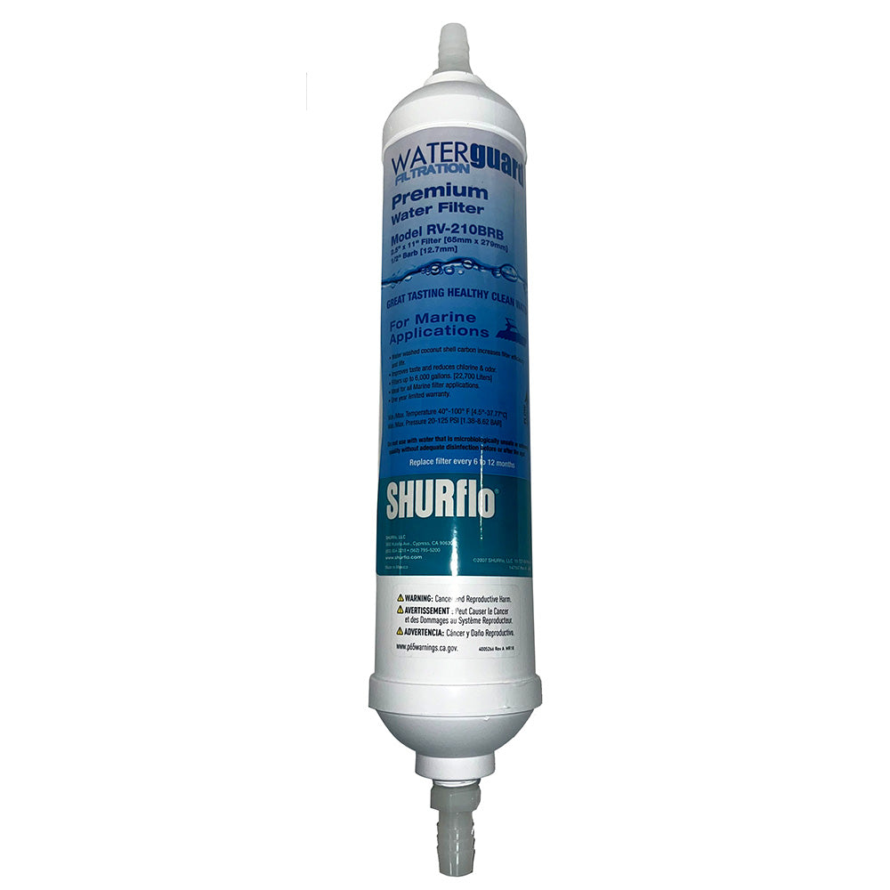 Shurflo by Pentair 11" City Water Entry In-Line Filter w/1/4" Barb Fittings RV-210BRB-A — Quality Boat Parts