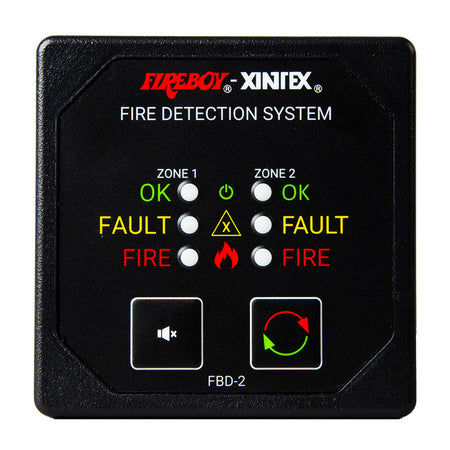 Fireboy-Xintex Two Zone Detection & Alarm Panel - 2-5/8" Display - 12/24V DC FBD-2-R — Quality Boat Parts
