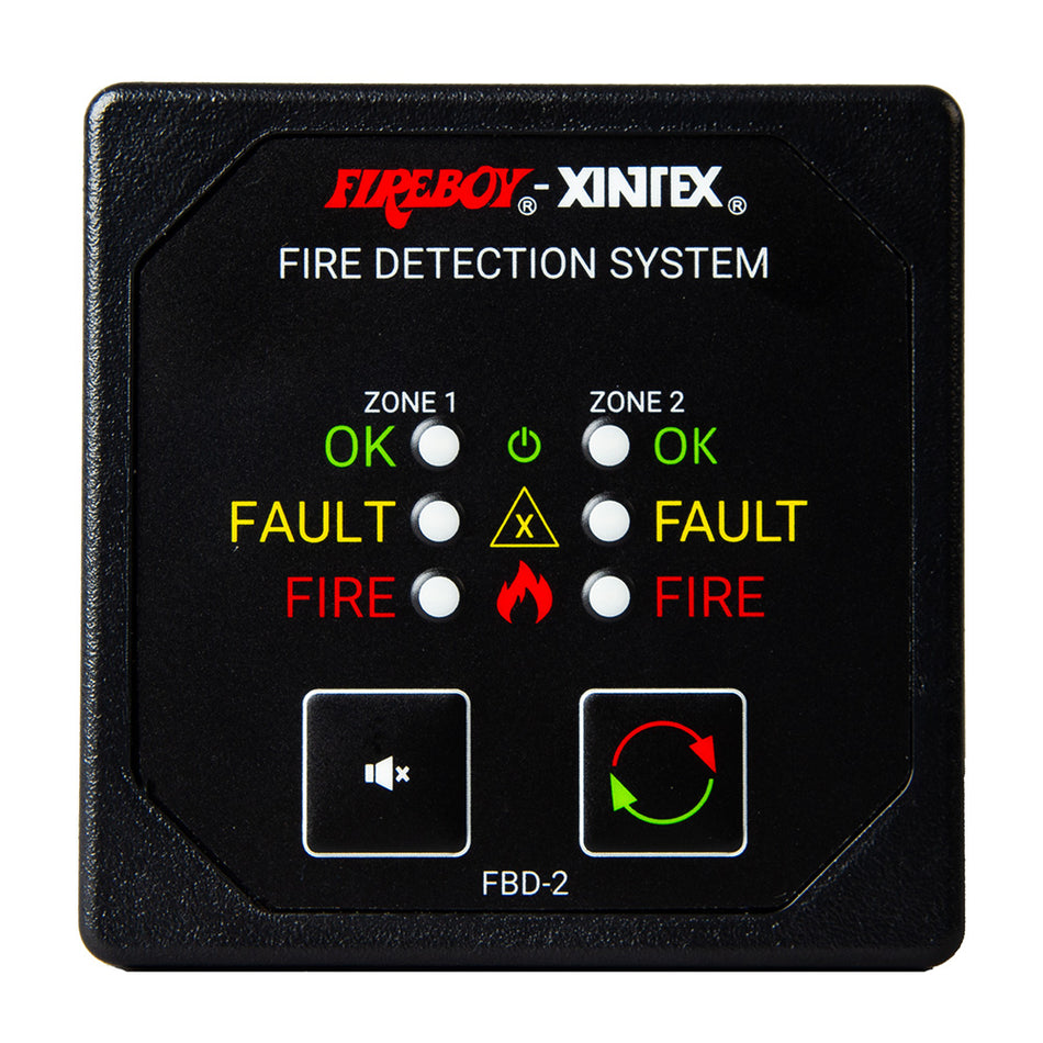 Fireboy-Xintex Two Zone Detection & Alarm Panel - 2-5/8" Display - 12/24V DC FBD-2-R — Quality Boat Parts
