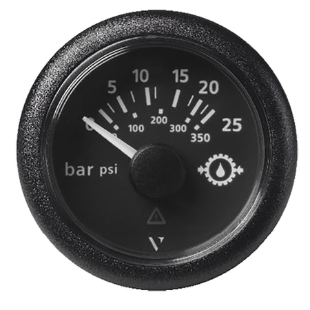 Veratron 52MM (2-1/16") ViewLine Transmission Oil Pressure 25 Bar/350 PSI - Black Dial & Round Bezel A2C59514136 — Quality Boat Parts
