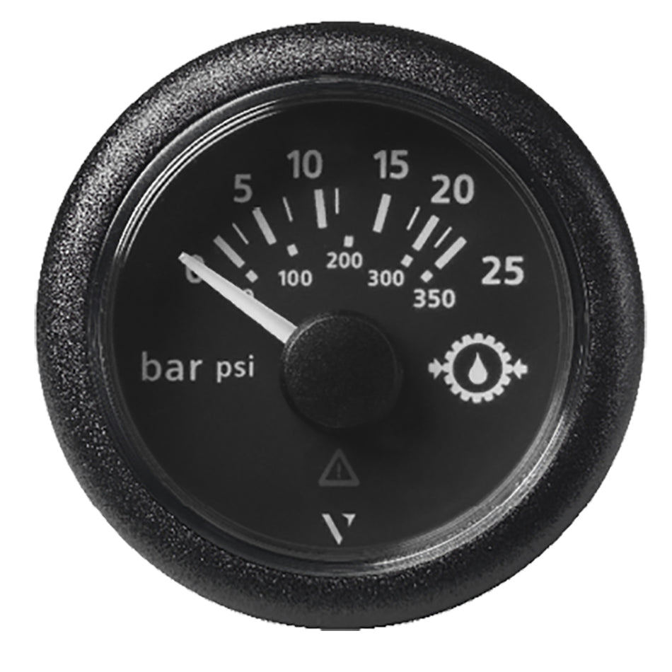 Veratron 52MM (2-1/16") ViewLine Transmission Oil Pressure 25 Bar/350 PSI - Black Dial & Round Bezel A2C59514136 — Quality Boat Parts