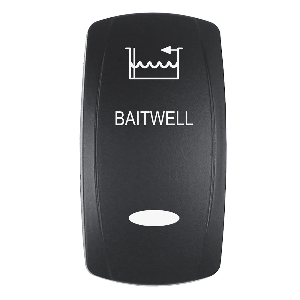 Pacer Actuator - 'BAITWELL' f/V Series Contura Switches - Black - Laser Etched (Top/Bottom Light) EV2LE-BTWL — Quality Boat Parts
