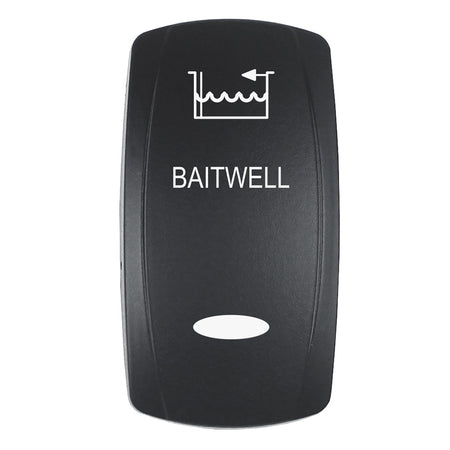 Pacer Actuator - 'BAITWELL' f/V Series Contura Switches - Black - Laser Etched (Top/Bottom Light) EV2LE-BTWL — Quality Boat Parts