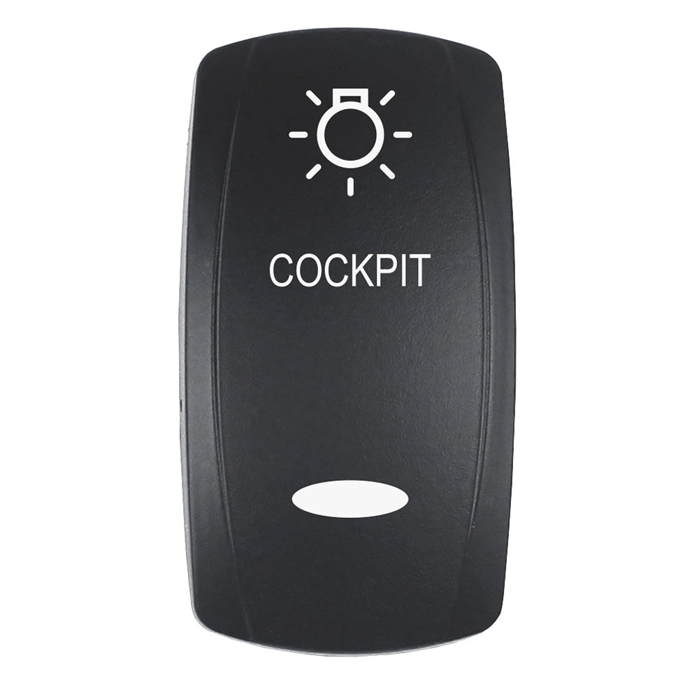 Pacer Actuator - 'COCKPIT' f/V Series Contura Switches - Black - Laser Etched (Top/Bottom Light) EV2LE-CKPT — Quality Boat Parts