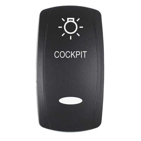 Pacer Actuator - 'COCKPIT' f/V Series Contura Switches - Black - Laser Etched (Top/Bottom Light) EV2LE-CKPT — Quality Boat Parts