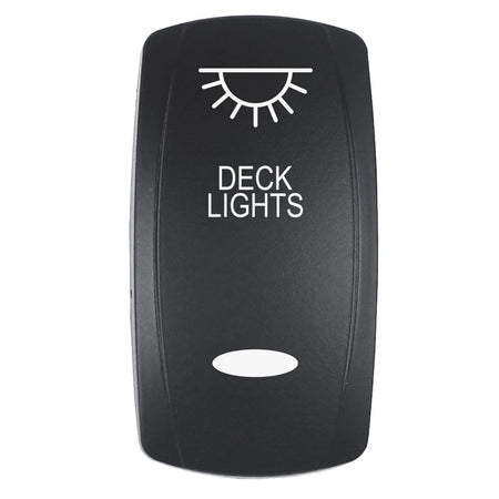 Pacer Actuator - 'DECK LIGHTS' f/V Series Contura Switches - Black - Laser Etched (Top/Bottom Light) EV2LE-DECK — Quality Boat Parts