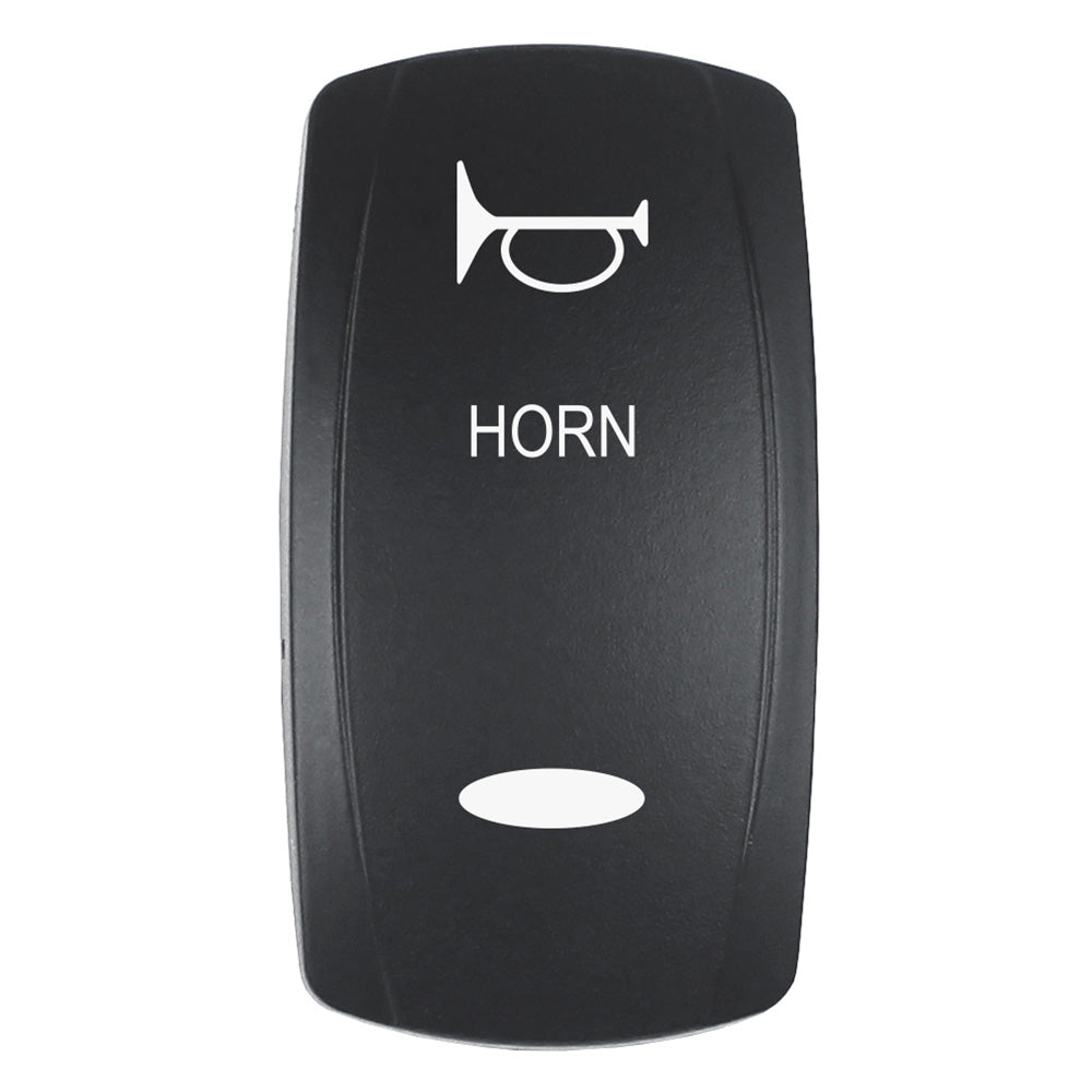 Pacer Actuator - 'HORN' f/V Series Contura Switches - Black - Laser Etched (Top/Bottom Light) EV2LE-HRN — Quality Boat Parts