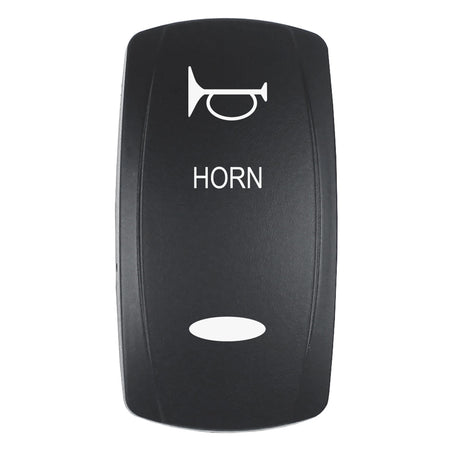 Pacer Actuator - 'HORN' f/V Series Contura Switches - Black - Laser Etched (Top/Bottom Light) EV2LE-HRN — Quality Boat Parts