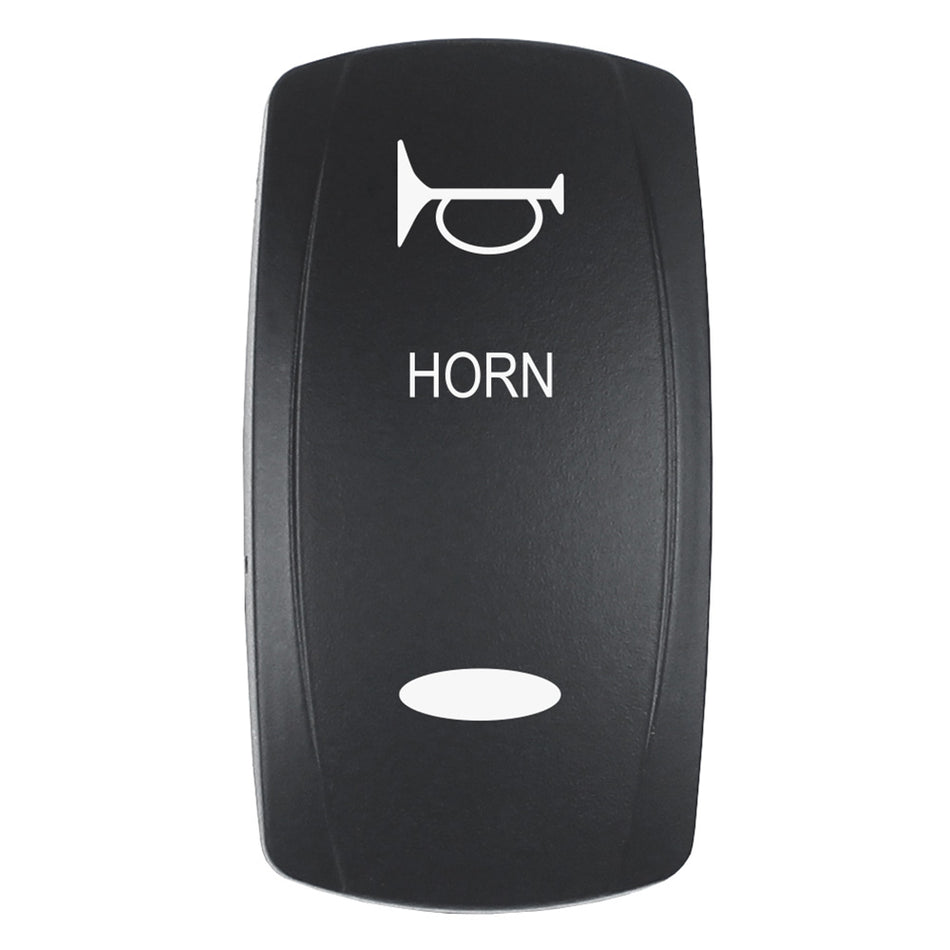 Pacer Actuator - 'HORN' f/V Series Contura Switches - Black - Laser Etched (Top/Bottom Light) EV2LE-HRN — Quality Boat Parts