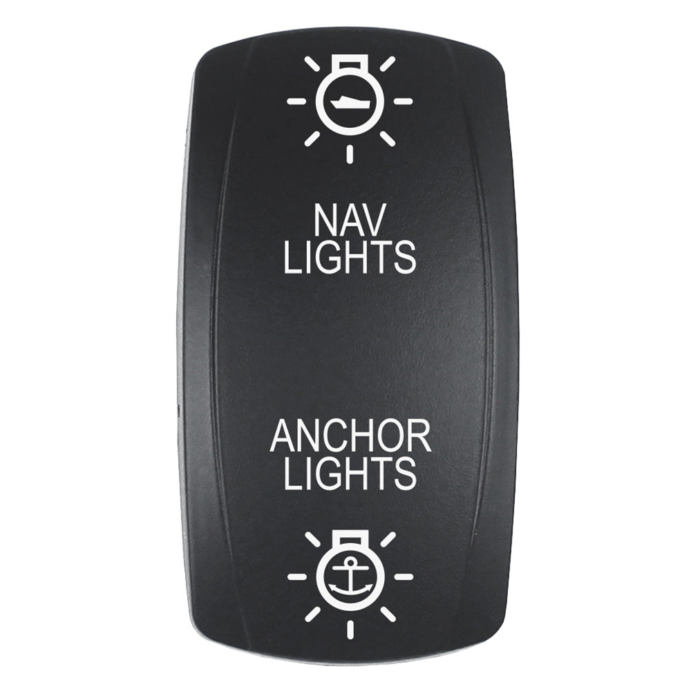 Pacer Actuator - 'NAV/ANC' f/V Series Contura Switches - Black - Laser Etched (Top/Bottom Light) EV2LE-NAVANC — Quality Boat Parts
