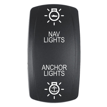 Pacer Actuator - 'NAV/ANC' f/V Series Contura Switches - Black - Laser Etched (Top/Bottom Light) EV2LE-NAVANC — Quality Boat Parts