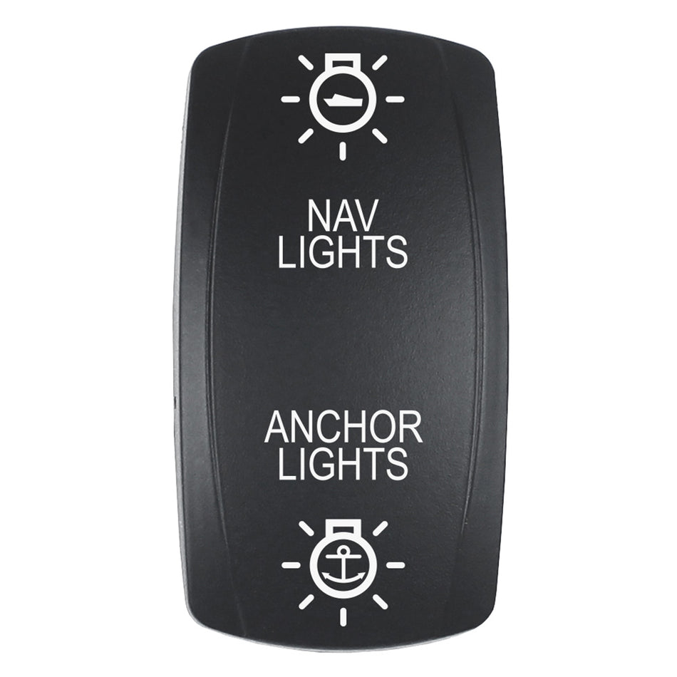 Pacer Actuator - 'NAV/ANC' f/V Series Contura Switches - Black - Laser Etched (Top/Bottom Light) EV2LE-NAVANC — Quality Boat Parts