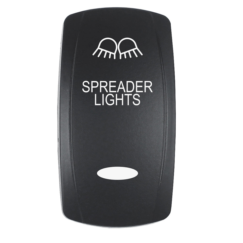 Pacer Actuator - 'SPREADER LIGHTS' f/V Series Contura Switches - Black - Laser Etched (Top/Bottom Light) EV2LE-SPDR — Quality Boat Parts