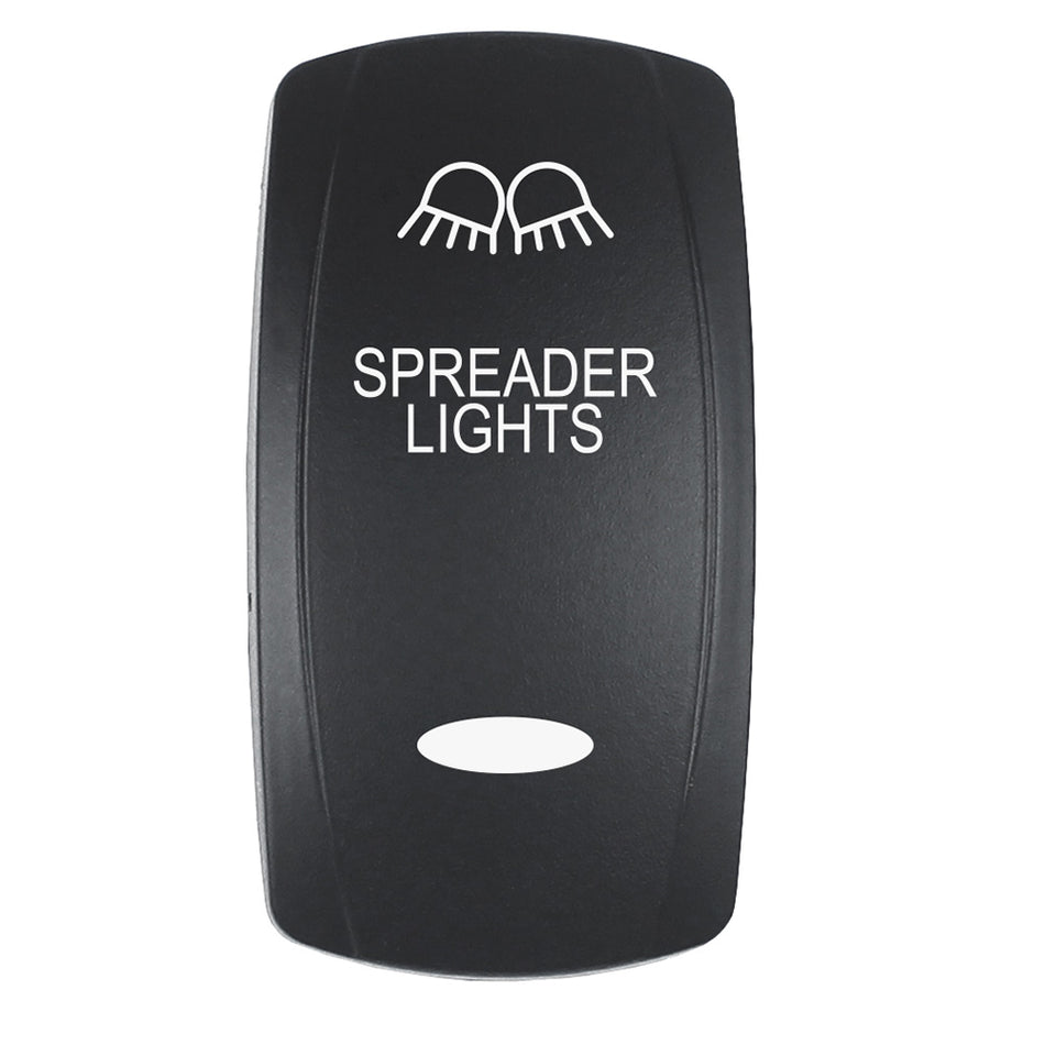Pacer Actuator - 'SPREADER LIGHTS' f/V Series Contura Switches - Black - Laser Etched (Top/Bottom Light) EV2LE-SPDR — Quality Boat Parts