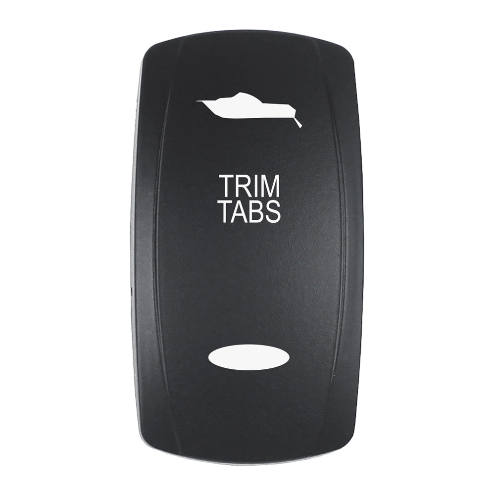 Pacer Actuator - 'TRIM TABS' f/V Series Contura Switches - Black - Laser Etched (Top/Bottom Light) EV2LE-TRM — Quality Boat Parts