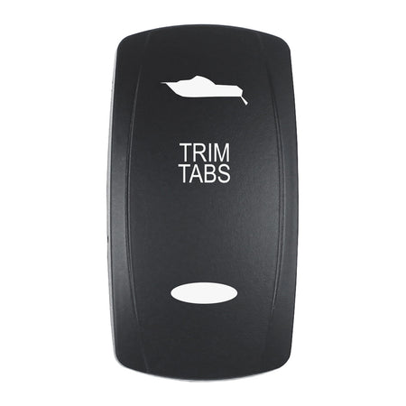 Pacer Actuator - 'TRIM TABS' f/V Series Contura Switches - Black - Laser Etched (Top/Bottom Light) EV2LE-TRM — Quality Boat Parts