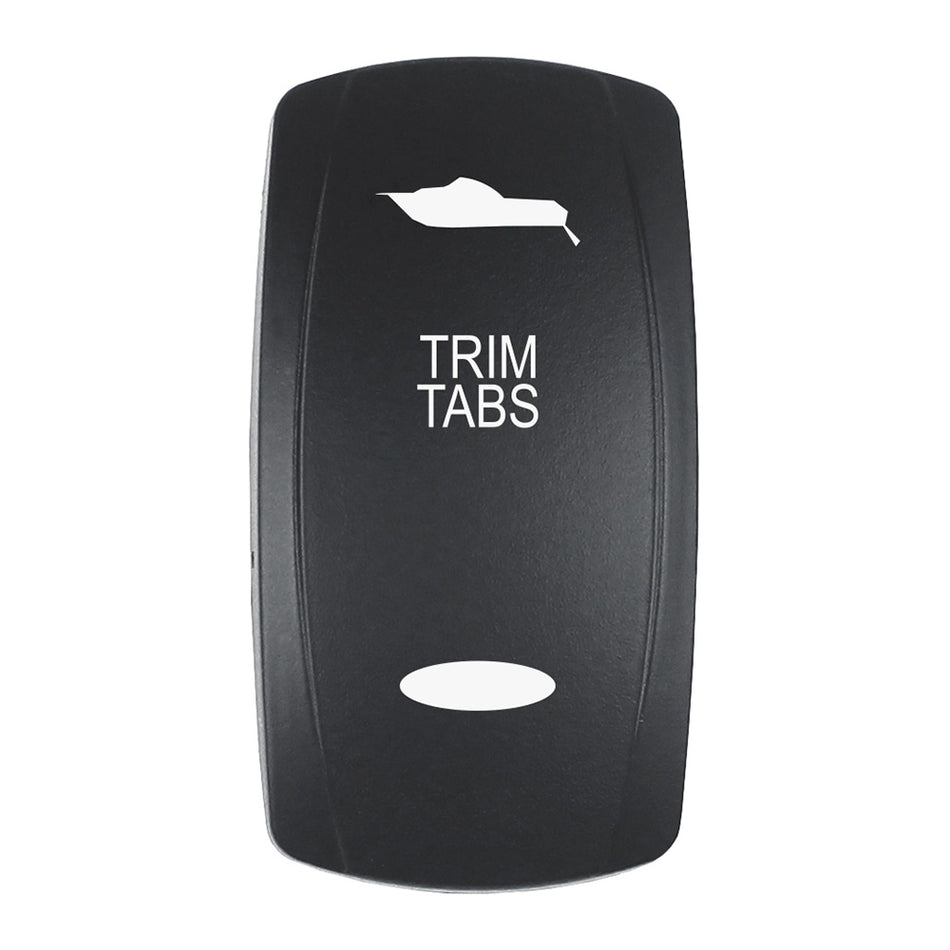 Pacer Actuator - 'TRIM TABS' f/V Series Contura Switches - Black - Laser Etched (Top/Bottom Light) EV2LE-TRM — Quality Boat Parts