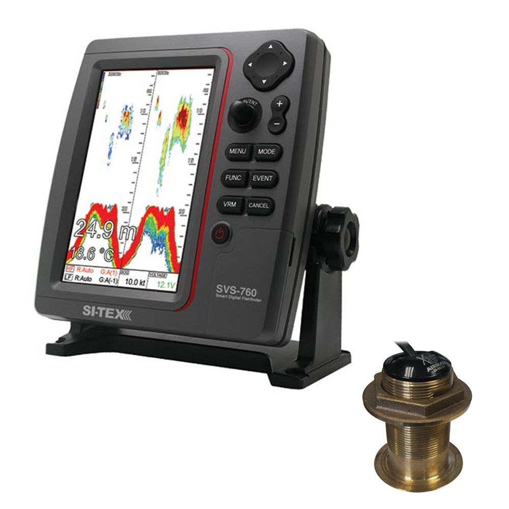 SI-TEX SVS-760 Dual Frequency Sounder 600W Kit w/Bronze 12 Degree Transducer SVS-760B60-12 — Quality Boat Parts
