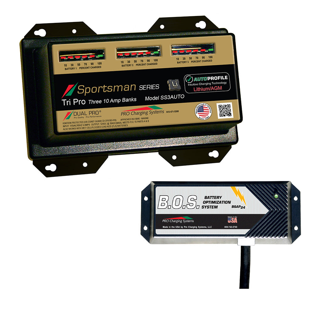 Dual Pro SS3 Auto 3 Bank Battery Charger w/ 2 Bank B.O.S. SS3AUTO/BOS12V2 — Quality Boat Parts
