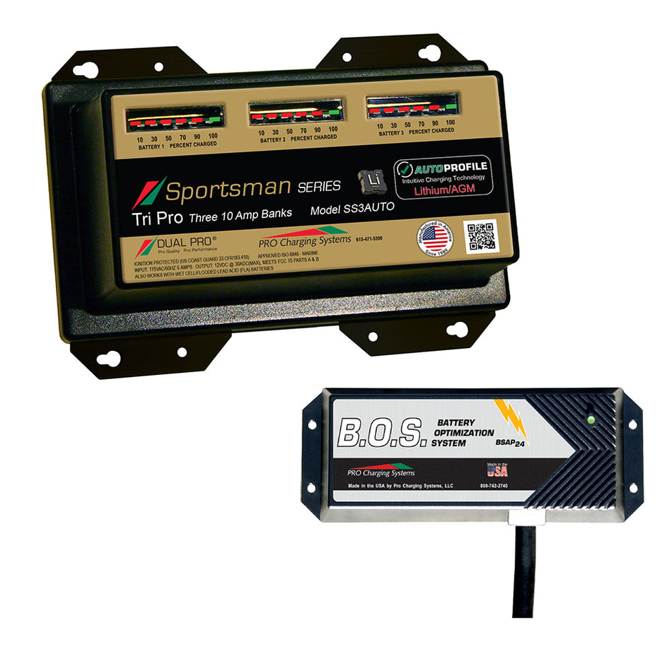 Dual Pro SS3 Auto 3 Bank Battery Charger w/ 2 Bank B.O.S. SS3AUTO/BOS12V2 — Quality Boat Parts