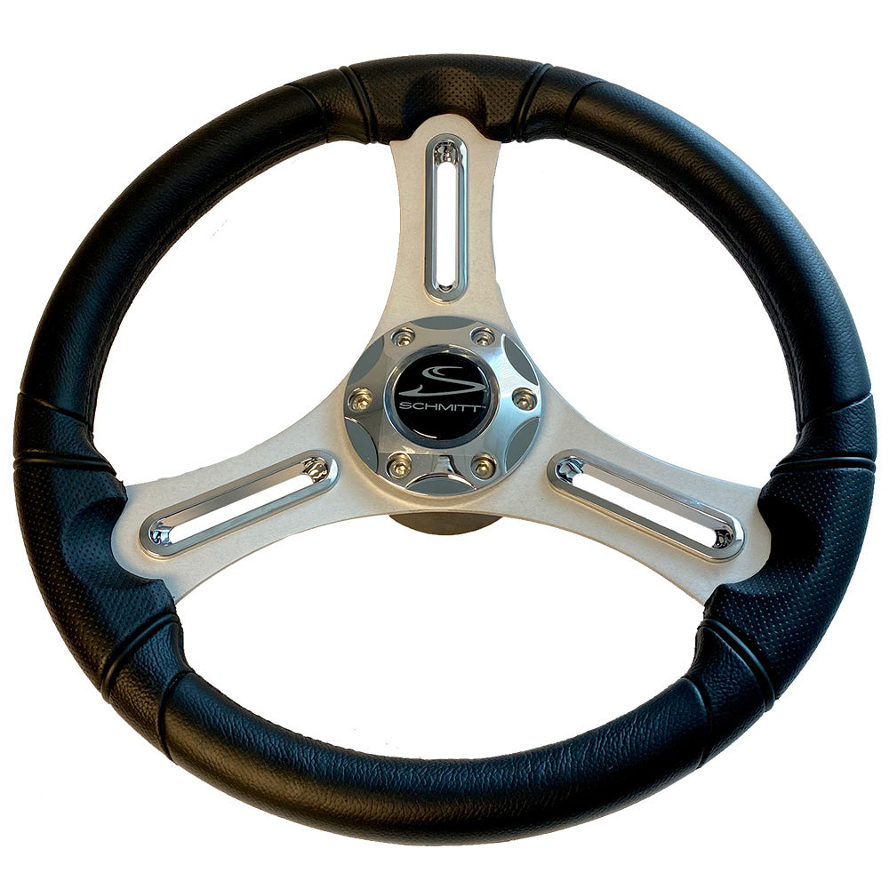 Schmitt Marine Torcello 14" Wheel - 03 Series - Polyurethane Wheel w/Chrome Trim & Cap - Brushed Spokes - 3/4" Tapered Shaft - Retail Packaging PU033104-12R — Quality Boat Parts