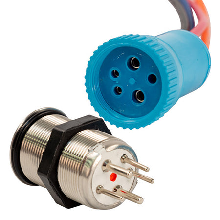 Bluewater 22mm Push Button Switch - Off/(On)/(On) Double Momentary Contact - Blue/Green/Red LED - 4' Lead 9059-2123-4 — Quality Boat Parts
