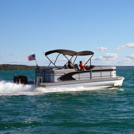 SureShade Power Bimini - Black Anodized Frame - Navy Fabric 2020000308 — Quality Boat Parts