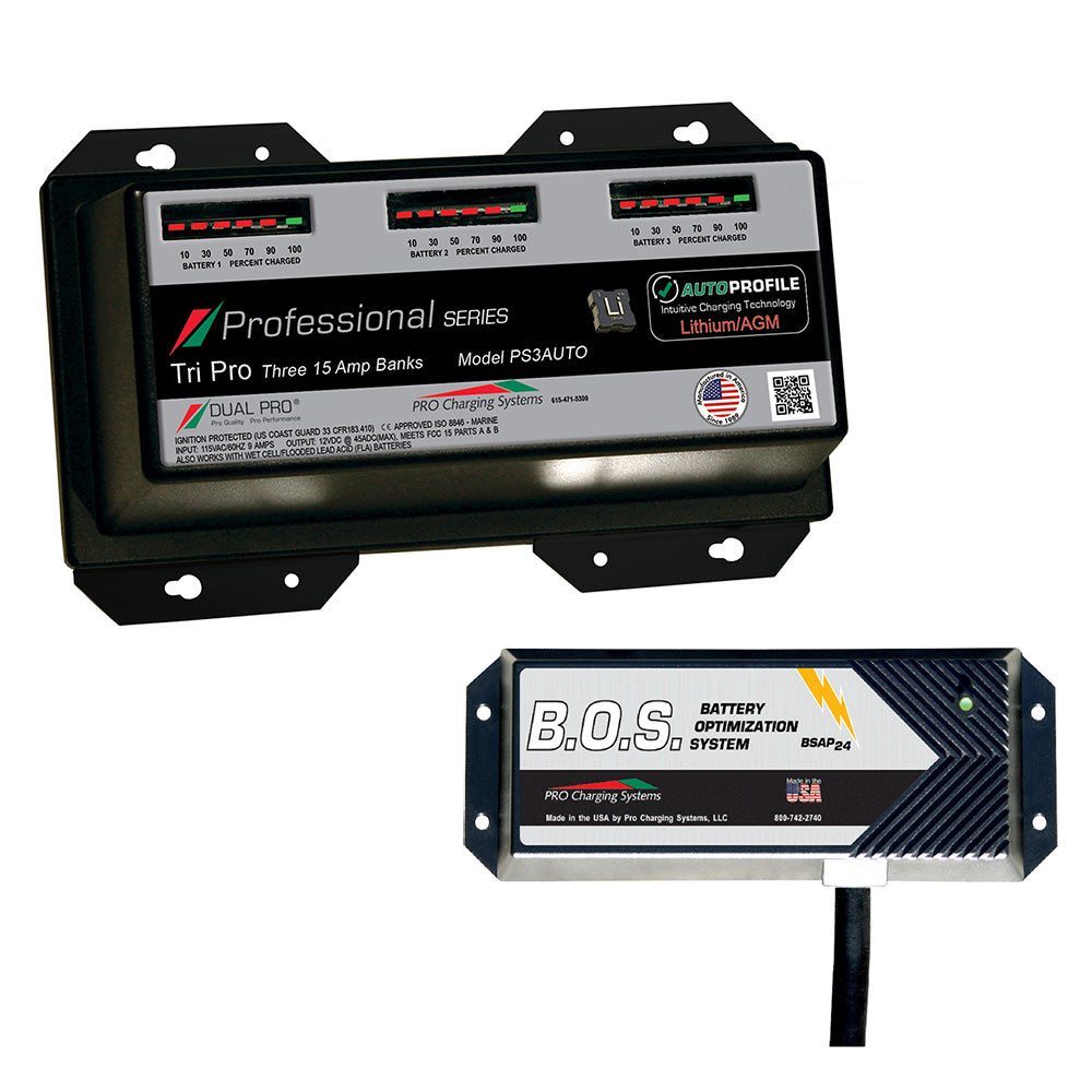 Dual Pro PS3 Auto 3 Bank Battery Charger w/ 2 Bank B.O.S. PS3AUTO/BOS12V2 — Quality Boat Parts