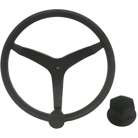 Uflex - V46 - 13.5" Stainless Steel Steering Wheel w/Speed Knob & Chrome Nut - Black V46B KIT — Quality Boat Parts