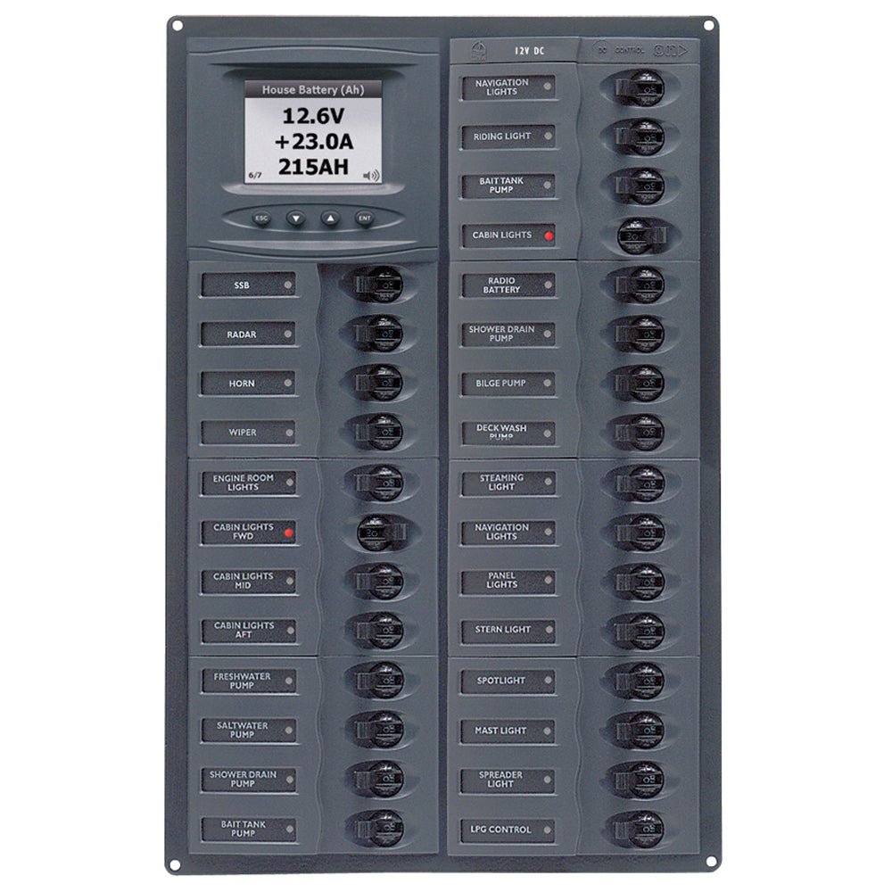 BEP Millennium Series DC Circuit Breaker Panel w/Digital Meters, 28SP DC12V M28-DCSM — Quality Boat Parts