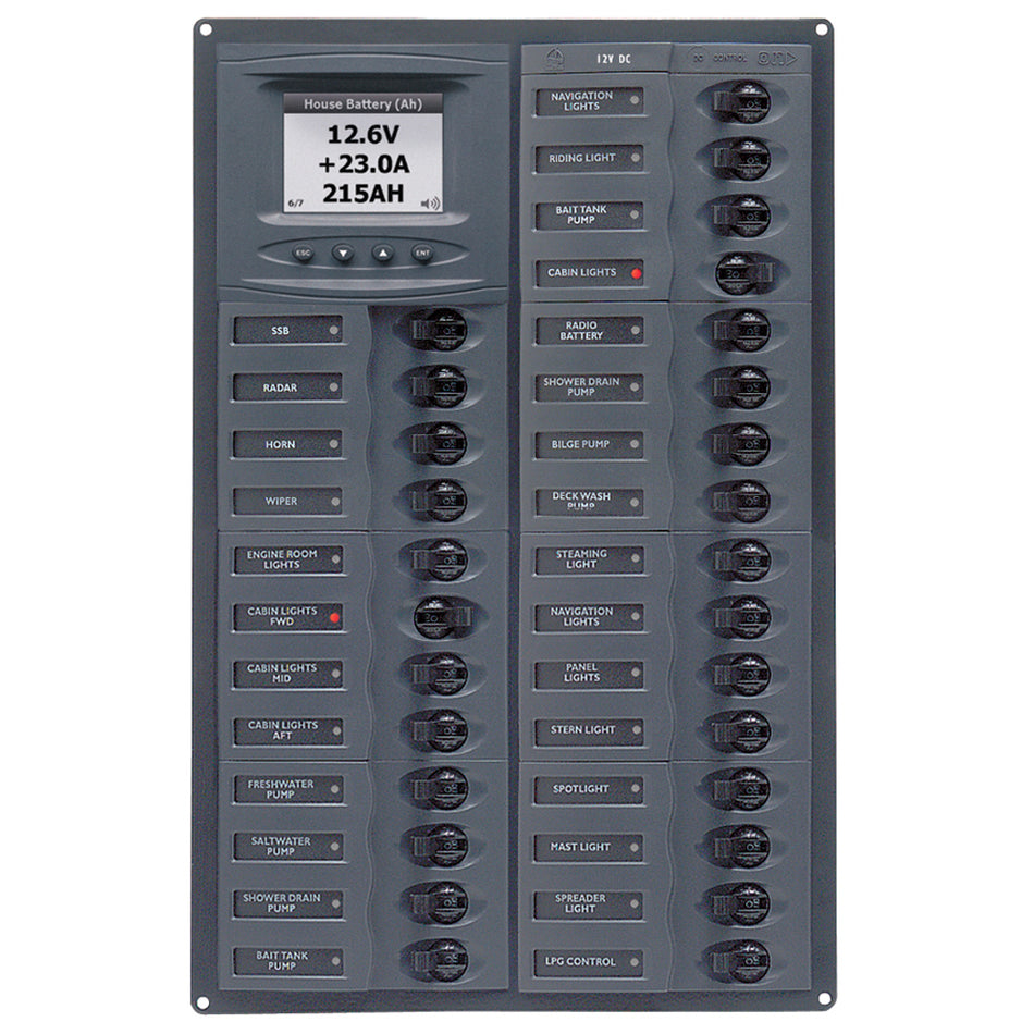 BEP Millennium Series DC Circuit Breaker Panel w/Digital Meters, 28SP DC12V M28-DCSM — Quality Boat Parts