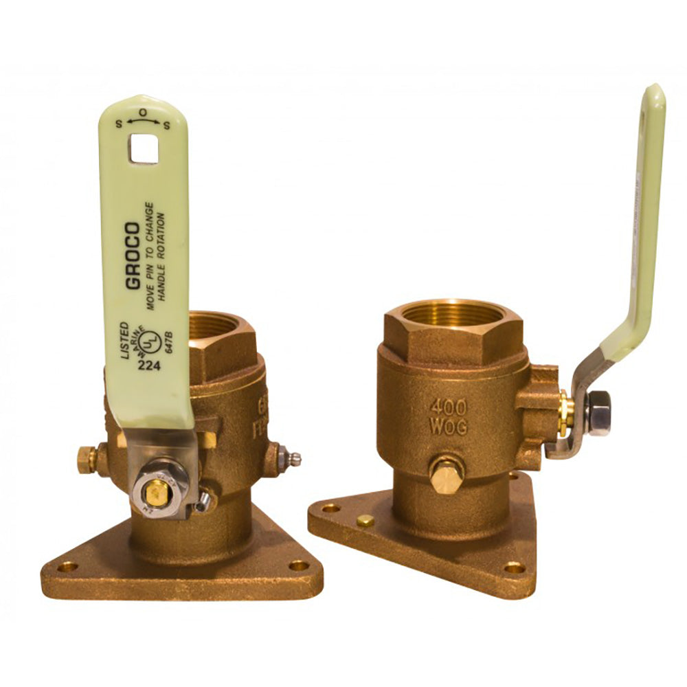 GROCO 2-1/2" Bronze Tri-Flanged Ball Valve/Seacock FBV-2500 — Quality Boat Parts