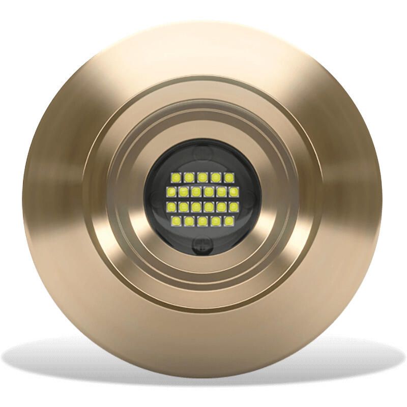 Lumishore ORA TIX204 Interchangeable Thru-Hull Underwater LED Light, Flush Fit, Blue Light, 10.5-30V DC, IP68, 5300 Fixture Lumens, 60 Degree Beam, 28mm Cutout, Marine Bronze Body — Quality Boat Parts