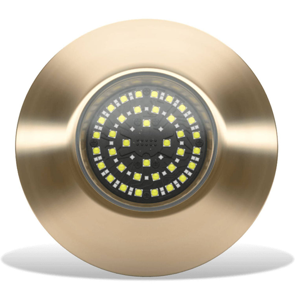 Lumishore SUPRA TIX804 Interchangeable Thru-Hull Underwater LED Light, Dual Color Blue and White, 10.5-31V DC, IP68, 13,500 White Fixture Lumens, 110 Degree Beam, Marine Bronze Body — Quality Boat Parts