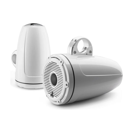 JL Audio M6-880ETXv3 Enclosed Tower Coaxial Speaker System, 8.8in, 125W RMS Each, 4 Ohm, Gloss White Enclosure, Gloss White Classic Grille, Black Tweeter Mesh, 2pk — Quality Boat Parts