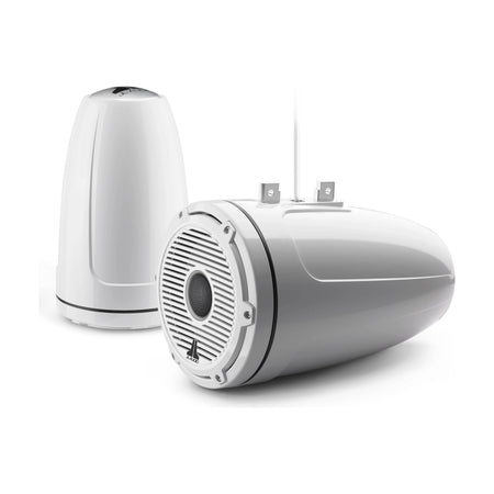 JL Audio M6-880ETXv3 Enclosed Tower Coaxial Speaker System, 8.8in, 125W RMS Each, 4 Ohm, Gloss White Enclosure, Gloss White Classic Grille, Black Tweeter Mesh, 2pk — Quality Boat Parts